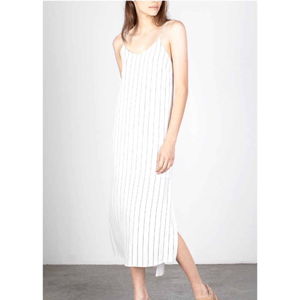 NWOT Mod Ref Pinstripe Maxi Slip Dress with Slit Size Medium
